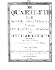 Partition viole de gambe, 6 corde quatuors, G.171-176 (Op.9), Boccherini, Luigi
