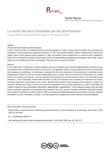 La vente des eaux minérales par les pharmaciens - article ; n°344 ; vol.92, pg 587-606