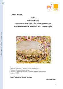 Le manuscrit du Grand Tour d un italien en Italie