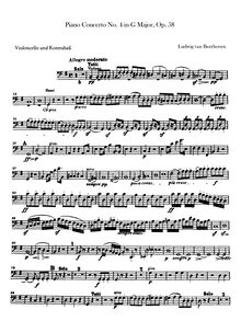 Partition violoncelles / Basses, Piano Concerto No.4, G major, Beethoven, Ludwig van
