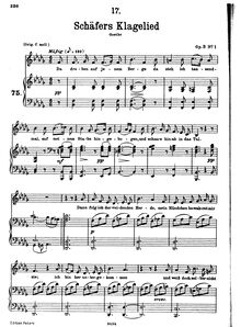 Partition complète, transposition pour low voix, Schäfers Klagelied, D.121 (Op.3 No.1)
