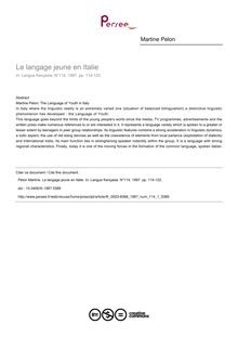 Le langage jeune en Italie - article ; n°1 ; vol.114, pg 114-122