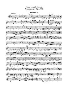 Partition violons II, Symphony No.98 en B♭ major, Sinfonia No.98