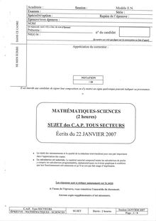 Mathématiques - Sciences 2007 CAP Agent d accueil et de conduite routière, transport de voyageurs
