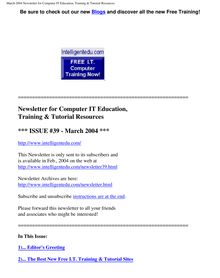 March 2004 Newsletter for Computer IT Education, Training & Tutorial  Resources