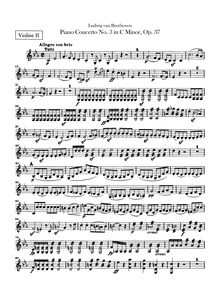 Partition violons II, Piano Concerto No.3, C Minor, Beethoven, Ludwig van