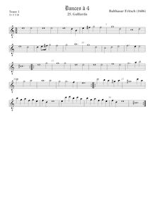 Partition ténor viole de gambe, octave aigu clef, pavanes et Galliards à 4