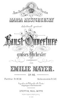 Partition complète, Faust-Ouverture, Mayer, Emilie