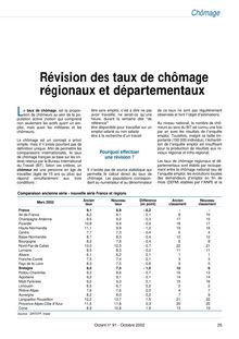 Révision des taux de chômage régionaux et départementaux (Octant n° 91)