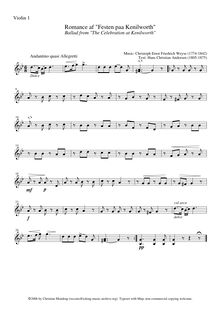 Partition violons I, Festen påa Kenilworth, The Feast of (at) Kenilworth par Christoph Ernst Friedrich Weyse