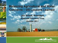 Balancing Agricultural and Water Concerns - US Lessons Learned