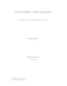 Cours de Probabilités : Modèles et Applications. Anne Philippe