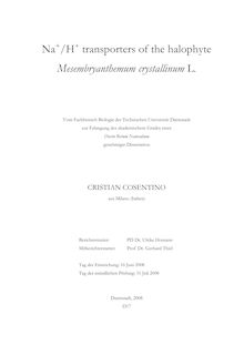 Na_1hn+-H_1hn+ transporters of the halophyte Mesembryanthemum crystallinum L. [Elektronische Ressource] / Cristian Cosentino