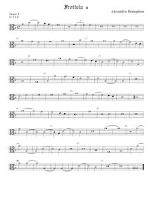 Partition ténor viole de gambe 1, alto clef, Frottola, Demophon, Alessandro par Alessandro Demophon