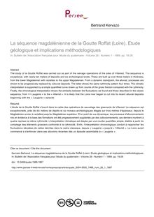La séquence magdalénienne de la Goutte Roffat (Loire). Etude géologique et implications méthodologiques - article ; n°1 ; vol.26, pg 19-29