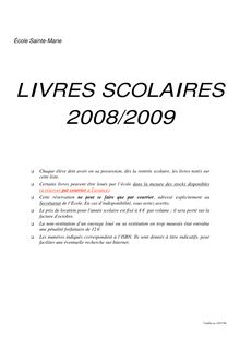 LIVRES SCOLAIRES 2008/2009