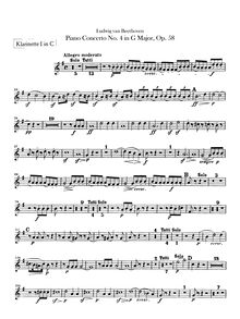 Partition clarinette 1, 2 (en C), Piano Concerto No.4, G major, Beethoven, Ludwig van