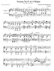 Partition Piano , partie, violon Sonata No.9, Op.47, Kreutzer Sonata