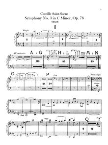 Partition orgue, Symphony No.3, Op.78, “Symphonie avec orgue” (“Organ Symphony”)