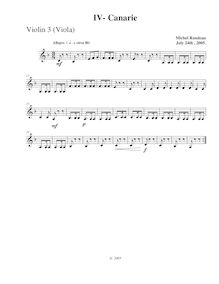 Partition violon 3 (viole de gambe),  No.5 en F major, F major, Rondeau, Michel par Michel Rondeau