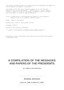 A Compilation of the Messages and Papers of the Presidents - Volume 6, part 2: Andrew Johnson
