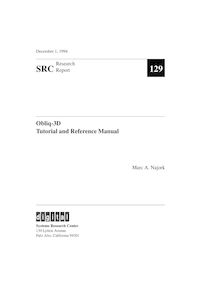 Obliq-3D tutorial and reference manual