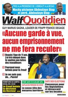 Walf Quotidien n°8718 - du vendredi 16 avril 2021