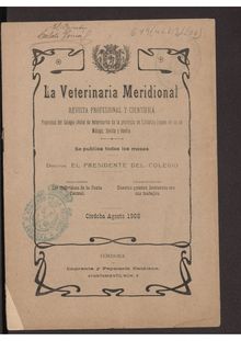La Veterinaria Meridional, n. 39 (1908)
