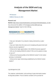 Analysis of the SIEM and Log Management Market