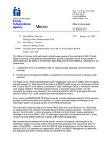 Michigan State Disbursement Unit SAS 70 Audit Report Review 2004056