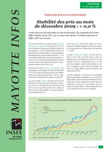 L indice des prix à la consommation : stabilité des prix au mois de décembre 2009 : + 0,0 %