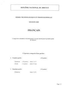 Français 2005 Brevet (filière technologique)