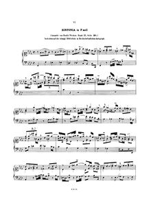 Partition No.9 en F minor, BWV 795 (alternate version), 15 symphonies