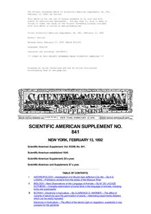 Scientific American Supplement, No. 841, February 13, 1892