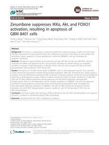 Zerumbone suppresses IKKα, Akt, and FOXO1 activation, resulting in apoptosis of GBM 8401 cells