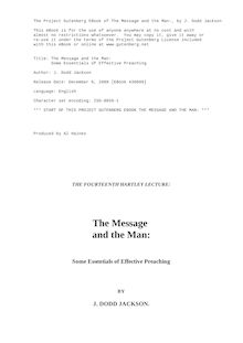 The Message and the Man: - Some Essentials of Effective Preaching