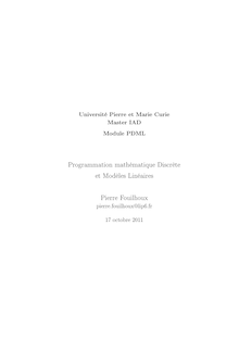 Programmation mathématique Discrète et Modèles Linéaires Pierre ...