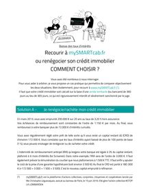 Baisse des taux d’intérêts :  Recourir à mySMARTcab.fr  ou renégocier son crédit immobilier  COMMENT CHOISIR ?