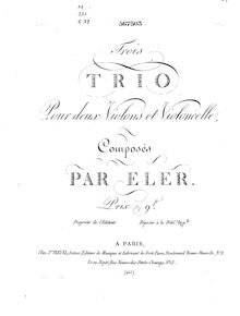 Partition violon 2, Three Trios pour 2 violons et violoncelle, D, A and D Minor