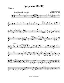Partition hautbois 1, Symphony No.23, F major, Rondeau, Michel par Michel Rondeau