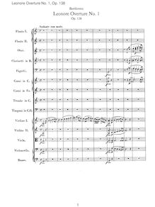 Partition complète, Leonora Overture No. 1, C major, Beethoven, Ludwig van