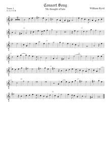 Partition ténor viole de gambe 1, octave aigu clef, 5 chansons, Byrd, William par William Byrd
