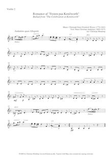 Partition violons II, Festen påa Kenilworth, The Feast of (at) Kenilworth par Christoph Ernst Friedrich Weyse