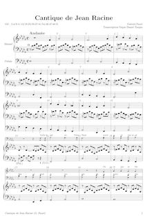 Partition complète (SATB chœur et pédale orgue), Cantique de Jean Racine, Op.11