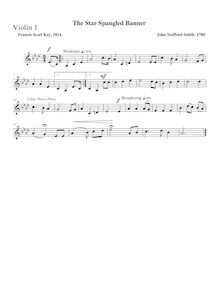 Partition violons I, pour Star-Spangled Banner, Original title: The Anacreontic Song