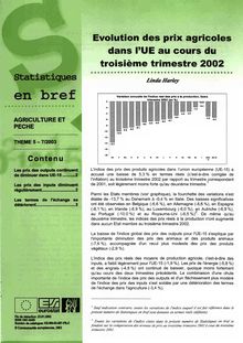 Evolution des prix agricoles dans l UE au cours du troisième trimestre 2002