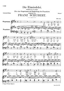 Partition voix & partition de piano, Die Einsiedelei, D.393, The Hermitage