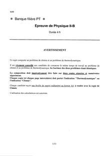 Physique II-B 2003 Classe Prepa PT Banque Filière PT
