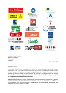 Lettre d associations sur les centres de rétention administrative à Christophe Castaner