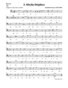 Partition basse enregistrement , Prophetiae Sibyllarum, Prophetiae Sibyllarum … chromatico more singulari confectae, quatuor vocum par Orlande de Lassus